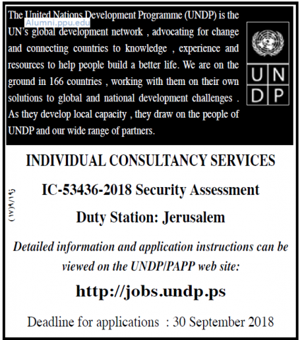 Palestine Polytechnic University (PPU) - Individual Consultancy Services - UNDP